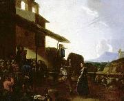 CERQUOZZI, Michelangelo Street Scene in Rome - Oil on canvas oil painting reproduction